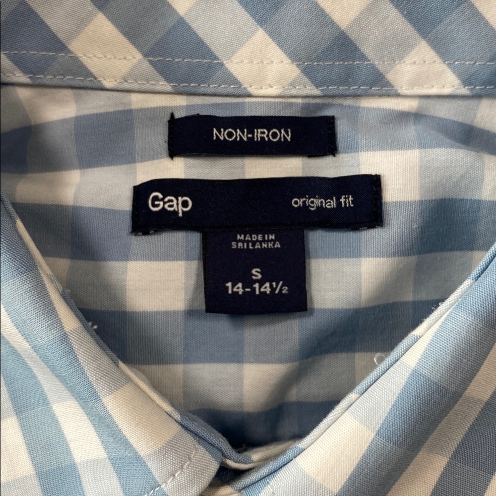 Gap Original Fit Non-Iron Blue Gingham Button Down Shirt Small - Picture 6 of 9